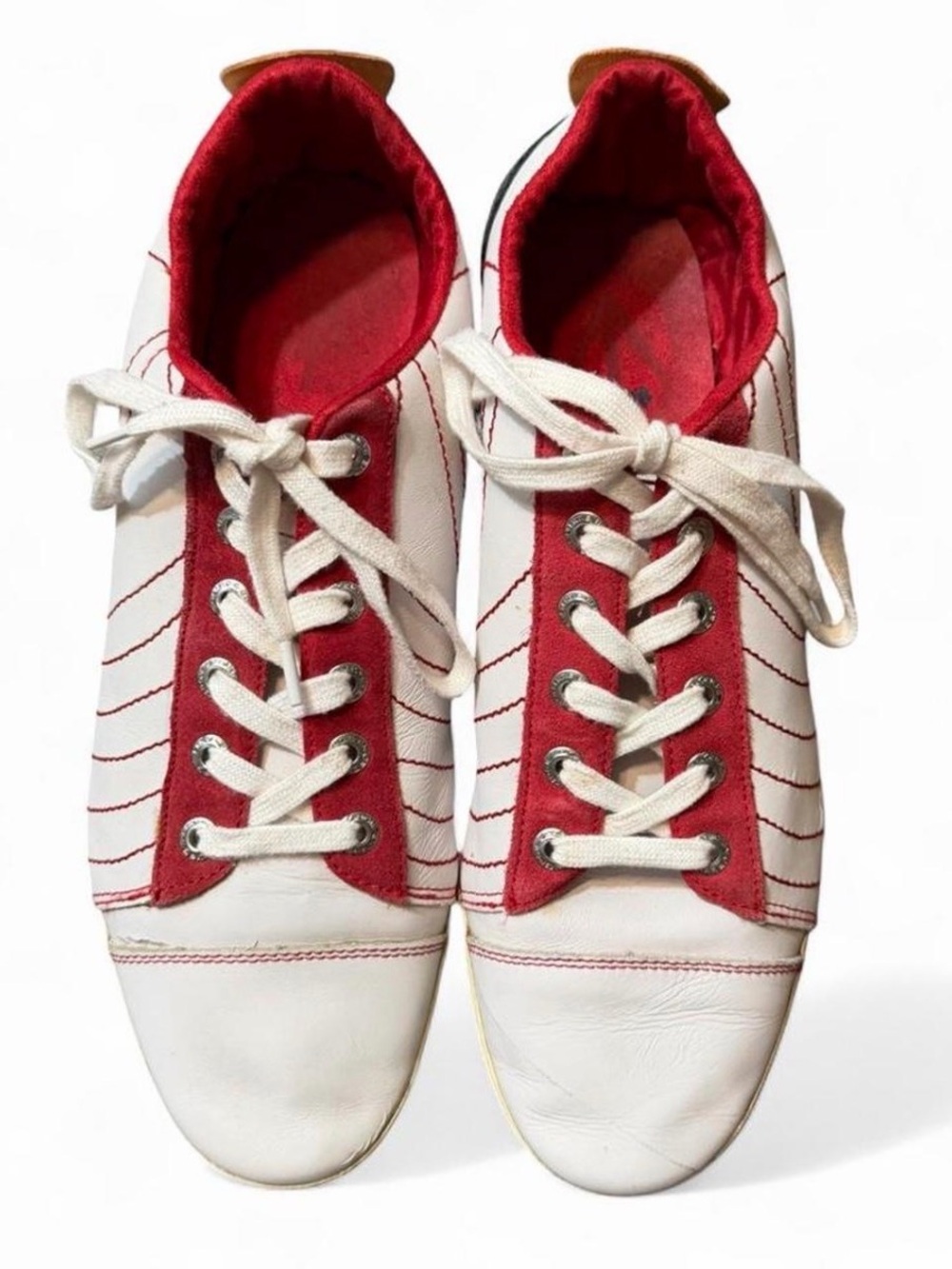 Energie Leather Low Top Sneakers Men’s Size 11 White Red Retro Streetwear Skater